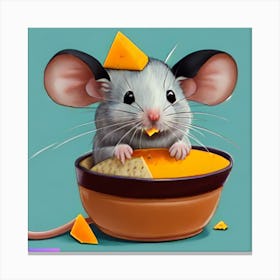 Pop Art Print | Mouse With Cheese Wedge On Head Goes For Cheese Dip Canvas Print