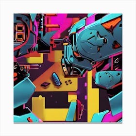 Robots Fighting Canvas Print