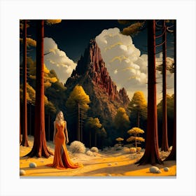 Girl In A Forest Canvas Print