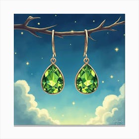 Peridot Earrings, Watercolor, Dreamy Night Sky 1 Canvas Print