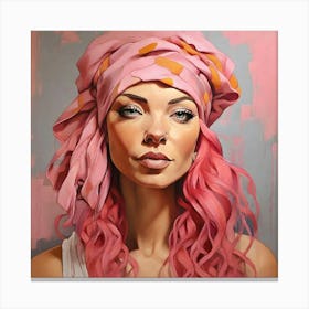 Sexy Girl With Pink Hair Canvas Print