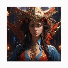 Absolute Reality V16 Symmetry Portrait Of A Female Sorcerer Da 0 Canvas Print