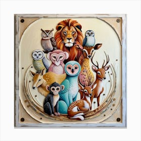 Lions And Owls Canvas Print