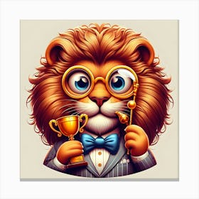 Lion With Glasses 1 Canvas Print