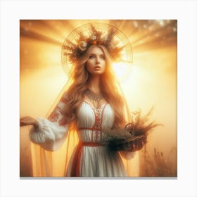 Russian Woman In A Basket Canvas Print