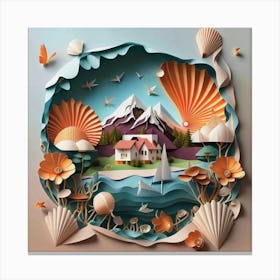 Nice Landscape In Paper Art Work 3 Canvas Print