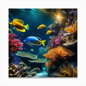 Coral Reef And Fishes Canvas Print