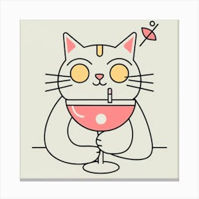Cat Drinking A Cocktail Canvas Print