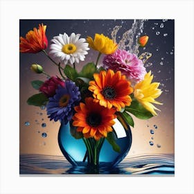 Colorful Flowers In A Vase 23 Canvas Print