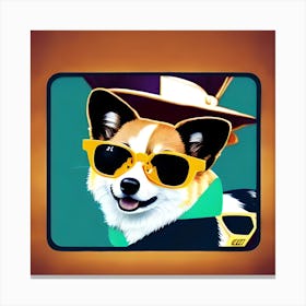 Corgi In Sunglasses 47 Canvas Print