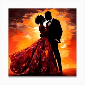 Couple Kissing At Sunset Canvas Print