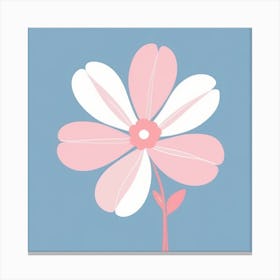 A White And Pink Flower In Minimalist Style Square Composition 218 Canvas Print