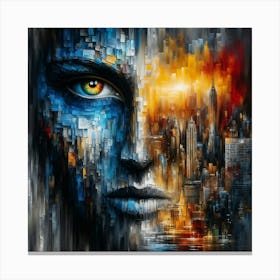 Abstract Face Of The City – The Fusion of Humanity and Architecture Canvas Print