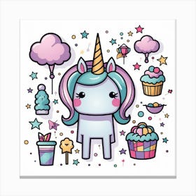 Unicorn Kawaii 8 Canvas Print