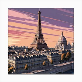 Paris In Aesthetic  Sunset  Canvas Print