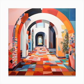 Bohemian Contemporary Art Print - Colourful Tiles & Arches Canvas Print