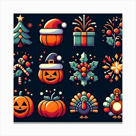 Halloween Icon Set 4 Canvas Print