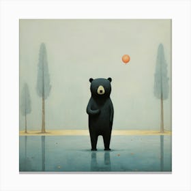 Bear In The Water Canvas Print