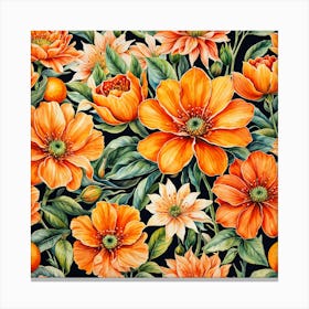 Orange Watercolor Canvas Flower Canvas Print