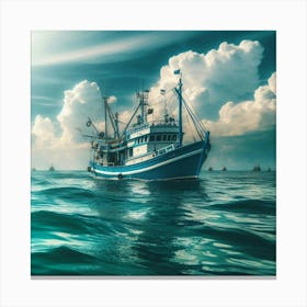 Fishing Boat In The Ocean Canvas Print