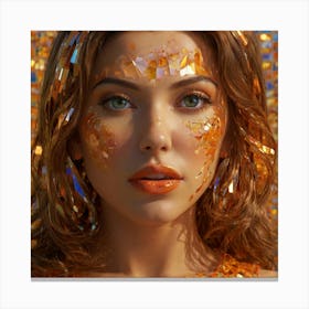 Girl With Orange Makeup Canvas Print
