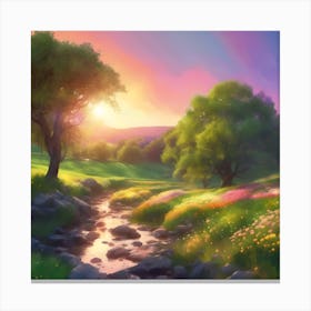 Rocky Stream in the Country Canvas Print
