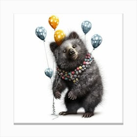 Bear With Balloons Canvas Print