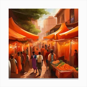 Oranges In The Market Canvas Print