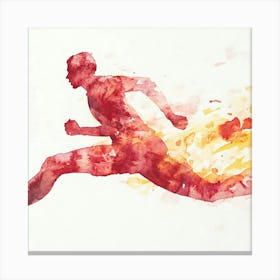 Watercolor Portrait Of A Man Running Canvas Print