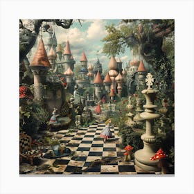 Royal Gardens of Wonderland: A Chessboard Path to Enchantment Series Canvas Print