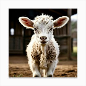 Baby Lamb In A Barn Canvas Print