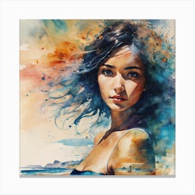 Watercolor Of A Woman 2 Canvas Print