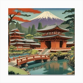 Byodo In Temple Japan Vintage Travel Art 1 Art Print 0 Canvas Print