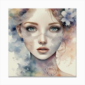 Watercolor Of A Girl 23 Canvas Print