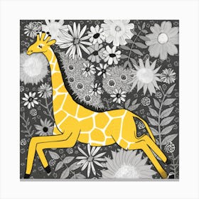 Giraffe In Flowers Canvas Print