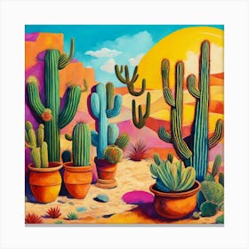 Cactus In The Desert 1 Canvas Print