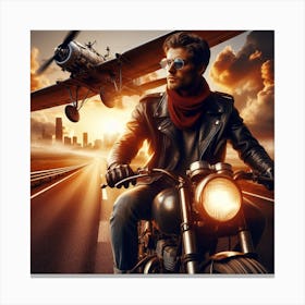 Man On A Motorcycle 3 Canvas Print