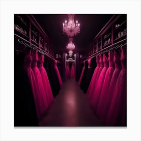 Pink Dresses In A Closet Canvas Print