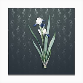 Vintage Tall Bearded Iris Botanical on Slate Gray Pattern n.1635 Canvas Print