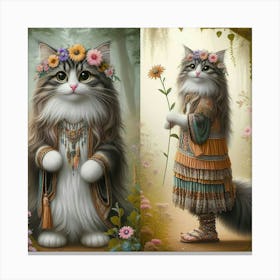 Two Cats In The Forest Canvas Print