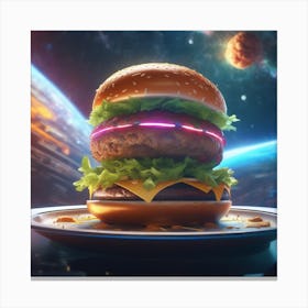 Burger In Space 16 Canvas Print