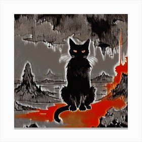 Cat On Fire Canvas Print