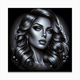 Glamor Girl With Long Hair Canvas Print