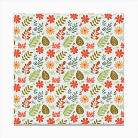 Background Pattern Flowers Design Leaves Autumn Daisy Fall Canvas Print