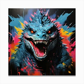 Hand Painted Godzilla Pop Art Canvas Print
