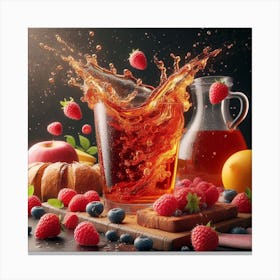 Fruit Juice Splash On Black Background Canvas Print