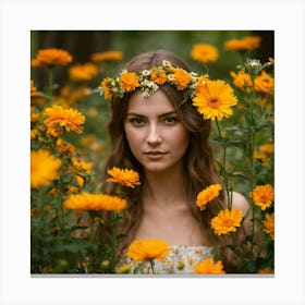 Portrait Of A Girl In The Forest Canvas Print