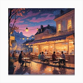 Cafe Terrace At Night (8) Canvas Print