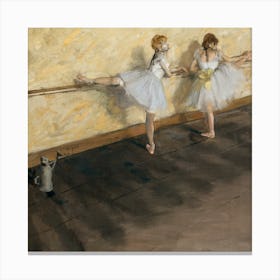 Dancers Practicing At The Barre, Edgar Degas Canvas Print
