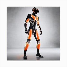 Futuristic Man In Orange Suit Canvas Print